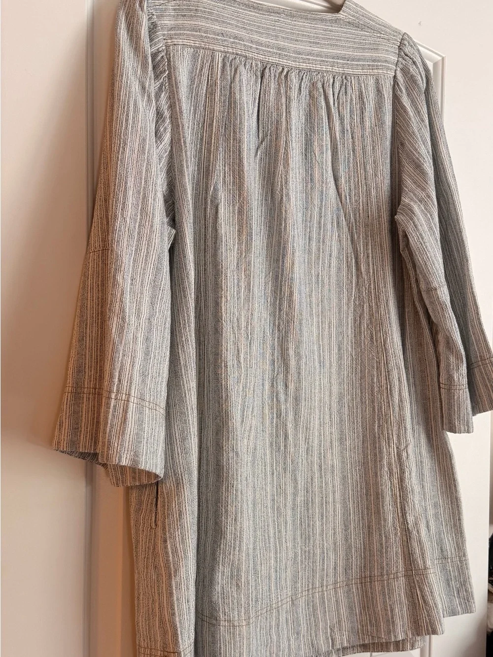 Free People Linen Blend Striped Tunic Dress Blue White Size M NWT